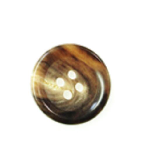 水牛ボタン・25mm、タライ型。茶（天然色）・四つ穴・本水牛。日本製。ゆうメール便。