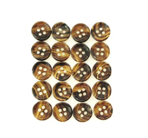 水牛ボタン・15m/m、タライ型。茶（天然色）・四つ穴。20個の価格です。日本製（小山交易株式会社自社..