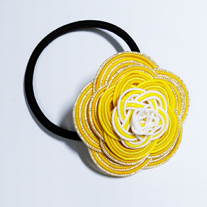 水引ヘアーゴム　大　黄白　五段飾り