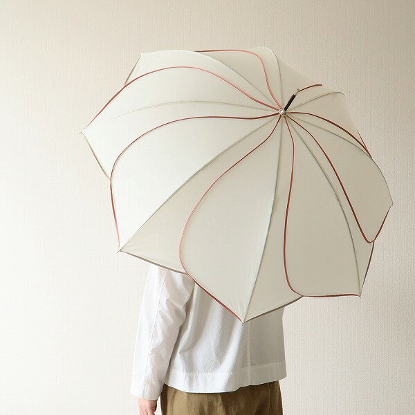 because (ビコーズ) フラワーアンブレラ bicolor Piping グレージュ/ネイビー/グリーン/ピンク/パープル/ホワイト パイピング/バイカラー/ギフト/長傘/日よけ/撥水/防水/晴雨兼用/日傘のサムネイル