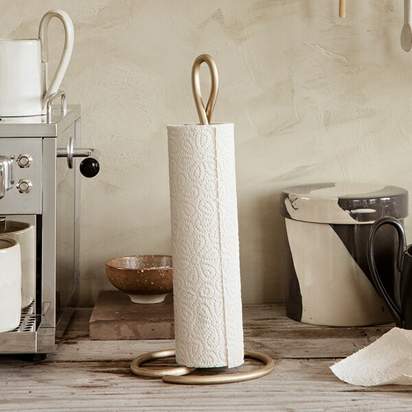 楽天KOZLIFE　コズライフ【国内在庫あり】ferm LIVING （ファームリビング） Curvature Paper Towel Holder （カーバチュア ペーパータオルホルダー） ブラス/ブラックブラス 北欧/インテリア/キッチンペーパー/日本正規代理店