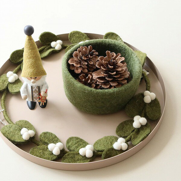 Gry&Sif (グライ&シフ) フェルトボウル 3個セット ベージュ/パイングリーン [2]