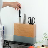 ideaco (イデアコ) Knife stand(ナイフスタンド) ホワイト/アッシュグレー キッチン収納/調理器具/ナイフ/キッチンバサミ