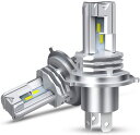H4 LEDヘッドライト Hi/Lo切替 車/バイク用 ファンレス 12000lm DC12V/24V兼用(ハイブリッド車・EV車対応) 6500K ホワイト ...