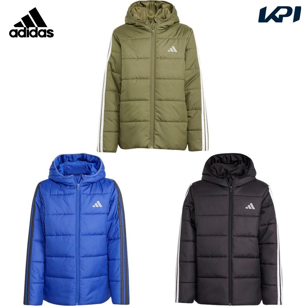オリーブS-ホワイト(JL7405) SLブルー-ブラック(KA0832) BLK-ホワイト(JL7402) メーカー希望小売価格はメーカーカタログに基づいて掲載しています。 気温が下がっても、スタイルを損なうことなく暖かさを保ち、寒さから守ってくれる、アディダスのジュニア用中わた入りジャケット。袖のアイコニックなスリーストライプスとスポーティーなスタイルが、外を散策するのにもトレーニングに行くのにもぴったり。熱を逃がさず汗を放出するクライマウォームが、身体を暖かくドライに保ち、パフォーマンスを邪魔しない。保温性に優れた素材が熱を閉じ込め、最適な体温をキープ。保温性と撥水性に優れたシェルレイヤーが悪天候から守ってくれる。 商品説明 素材・材質：リサイクルポリエステル100%仕様：レギュラーフィット/ジップクロージャー/クライマウォーム/ジップポケット/撥水・耐風 アディダス adidas マルチSP ウェア マルチSPウェア エッセンシャルズ スリーストライプス 中ワタ入リジャケット キッズ 2025FW 2025新製品 　サイズ表はこちら