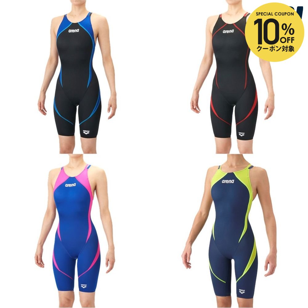 【10％OFFクーポン対象】アリーナ ARENA 水泳水着 レディース レーシングワンピーススパッツ（オープンバック・ハーフレッグ） AS6SRC25L