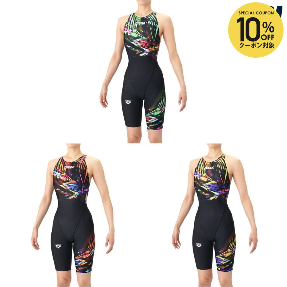 【10％OFFクーポン対象】アリーナ ARENA 水泳水着 レディース レーシングワンピーススパッツ（オープンバック・ハーフレッグ） AS6SRC74L