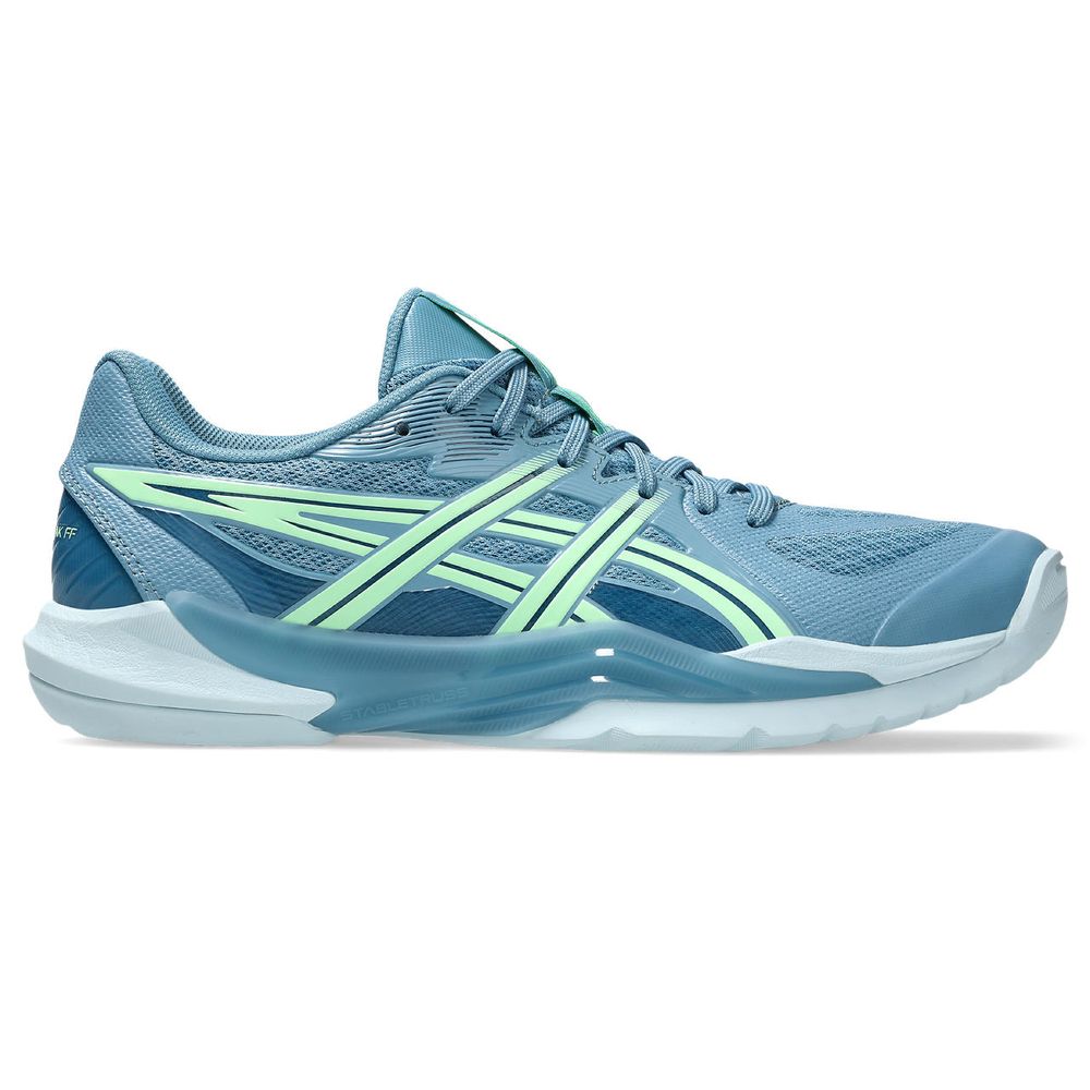 SABABLUE-MENTHOL(401) メーカー希望小売価格はメーカーカタログに基づいて掲載しています。 POWERBREAK FF中足部から後足部にかけてのびたSTABLETRUSSが外側に壁を作り、横への激しい動きをサポート。幅広のアウターソールがハードなコンタクトやターン時の安定性を提供。メッシュとフィルムのアッパー構造がソフトな履き心地とフィット性を実現。 商品説明 ●素材：インナーソール素材：合成樹脂/取り替え式 アウターソール：ゴム底●備考：インドアスポーツ対応（ハンドボール、バドミントンなど）*（財）日本バドミントン協会検定合格品●対応インソール：1173A029：サイズ：25.0・25.5・26.0・26.5・27.0・27.5・28.0・28.5・29.0・30.0 アシックス asics ハンドボール シューズ ハンドボールシューズ POWERBREAK パワーブレイク FF 2026新製品