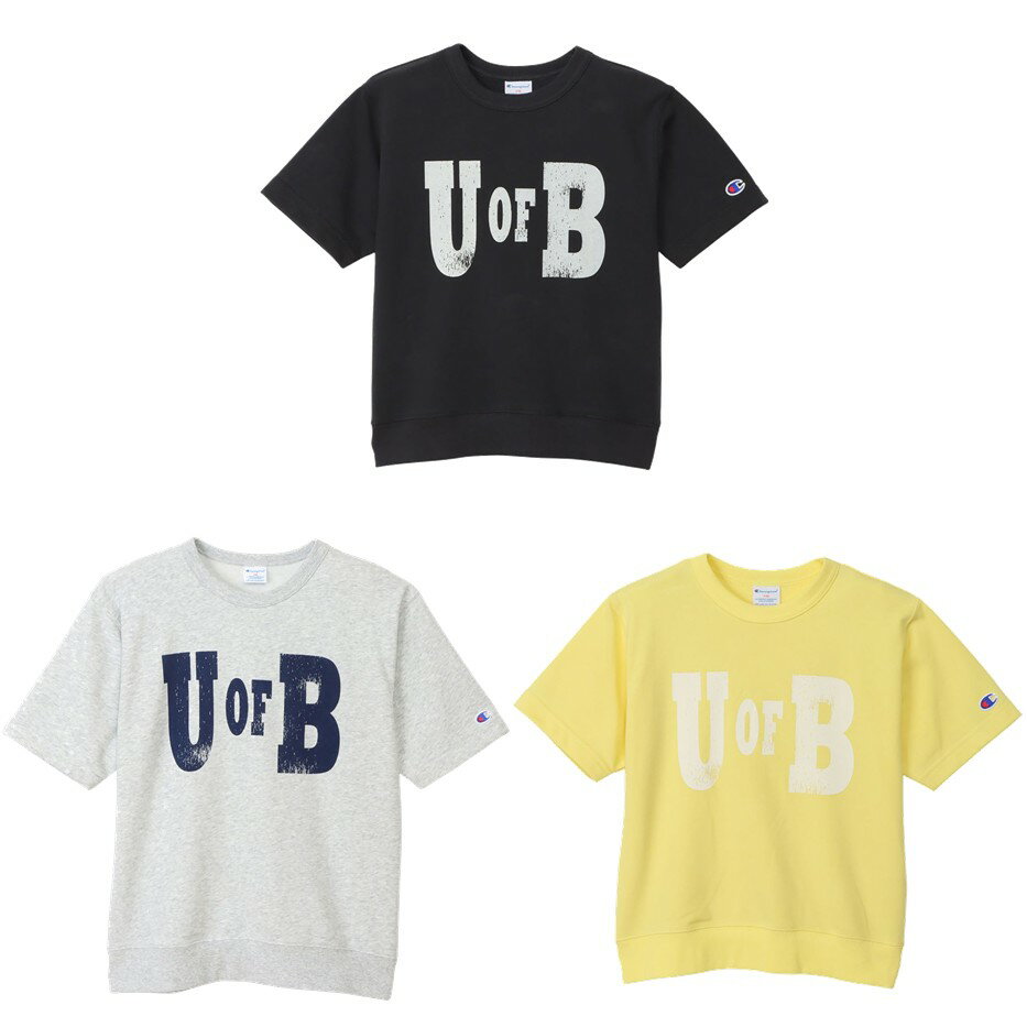 オフブラック(055) ヘザーグレー(060) ライトイエロー(735) メーカー希望小売価格はメーカーカタログに基づいて掲載しています。 Champion(チャンピオン)のスウェットシャツは、「ザ キング オブ スウェットシャツ」と評されるほど、世界中の多くのファンに愛されてきました。環境に配慮して生産されたサステナブルなアメリカ綿85％、ポリエステル15％による薄手の裏毛素材を使用したショートスリーブスウェットシャツです。身幅、肩幅、アームホール、袖幅にゆとりを持たせたリラックスフィット。コットンの肌触りの良さとポリエステルの汎用性を兼ね備えた、春夏シーズンを通して着用できるアイテムです。前身頃に入れたプリントはチャンピオンブランドと親和性の高いカレッジ風グラフィックを現代に落とし込んだもので、ブロック書体による「U OF B(U オブ B)」の文字組をかすれ調のラバープリントで表現しています。 商品説明 素材・材質：綿85%、ポリエステル15%原産国：中国 チャンピオン Champion バレーボール ウェア バレーボールウェア SHORT SLEEVE SWEATSHIRT 2026SS 2026新製品