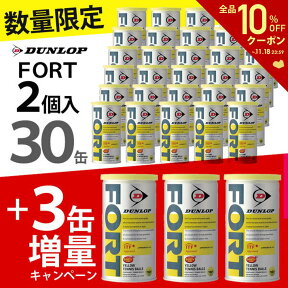 【全品10％OFFクーポン▼】「あす楽対応」【3缶増量パック】DUNLOP（ダンロップ）「FORT（フォート）[2個入]1箱(30缶＋3缶/66球)」テニスボール 『即日出荷』