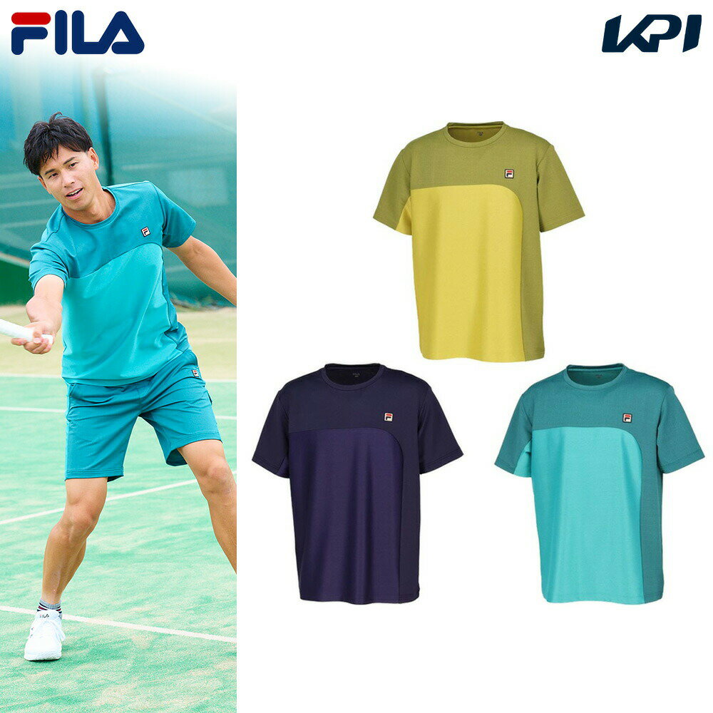 【全品10％OFFクーポン 】フィラ FILA テニスウェア メンズ ゲームシャツ デニムニット クルーネックTシャツ VM5624 2023FW