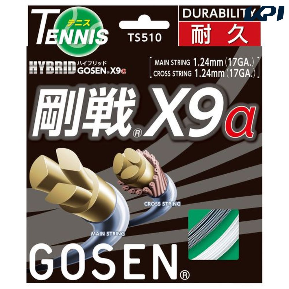 【全品10%OFFクーポン▼〜2/6】「あす楽対応」 GOSEN（ゴーセン）「ハイブリッド剛戦X9アルファ(HYBRID GOSEN X9α)(TS510)」 硬式テニスストリング（ガット）【KPI】『即日出荷』