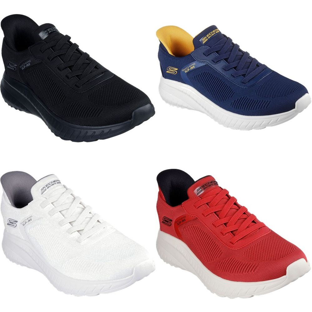 ブラック(BBK) ネイビー(NVY) ホワイト(W) レッド(RED) メーカー希望小売価格はメーカーカタログに基づいて掲載しています。 洗練されたアスレチックスタイルと快適な履き心地が楽しめる、Skechers Hands Free Slip-ins(スケッチャーズ ハンズフリー スリップインズ):BOBS Sport(ボブス スポート)スクワッド カオス - ソリッド ステップ。独自のHeel Pillow(ヒールピロー)デザインを採用したスポーティなヴィーガン(動物由来成分を含まない)シューズ。ストレッチレースを配したエンジニアードニットのアッパーとクッション性のあるSkechers Memory Foam(スケッチャーズ メモリーフォーム)インソールが特長です。 商品説明 素材・材質：合成繊維+人工皮革原産国：ベトナム仕様：4E相当 スケッチャーズ SKECHERS カジュアル シューズ カジュアルシューズ BOBS SPORT SQUAD CHAOS-SOLID STEP 2026新製品