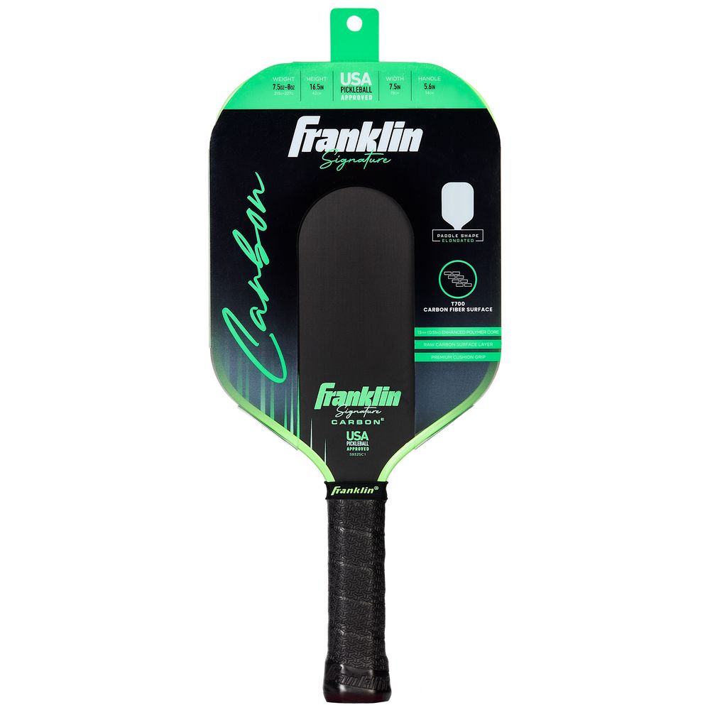KPIの【10％OFFクーポン対象】フランクリン Franklin ピックルボールパドル Signature Carbon Elongated シグネチャー カーボン エロンゲイティッド 13MM Green 59325C1『即日出荷』｜アングル2