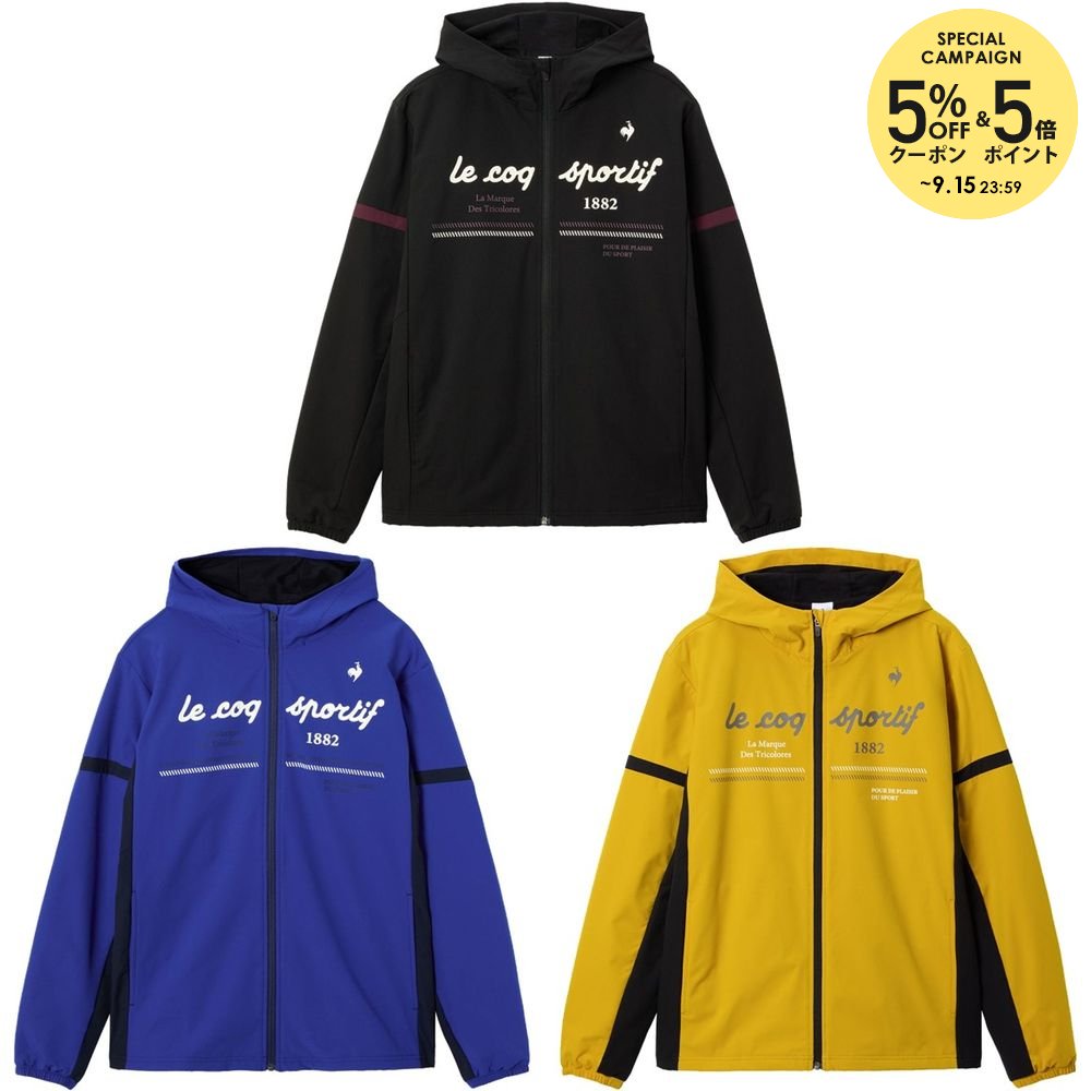 ブラック(BK00) ブルー(BL00) イエロー(YL00) メーカー希望小売価格はメーカーカタログに基づいて掲載しています。 起毛トリコット裏地付き、ウィンドブレーカージャケット。ソフトな風合いのはっ水素材を採用し、起毛トリコットの裏地でウォーム感をしっかりキープ。背面は衣服内の快適性を保つ、ベンチレーション仕様。汗で蒸れた不快な空気を効果的に排出。表地は糸に撚りをかけた捲縮糸を使用しているため、ポリエステル100％でありながらも軽量感、弾力性のある素材。ソフトな風合いのパウダータッチも特徴。LT5FPZ30Mとのセットアップ品番。防寒対策に適したセットアップコーディネートもおすすめ。 商品説明 素材・材質：表地/ポリエステル100%、裏地/ポリエステル100%機能：防風、保温、はっ水原産国：中国 ルコック le coq sportif マルチSP ウェア マルチSPウェア 裏起毛ウィンドブレーカージャケット 2025FW 　サイズ表はこちら