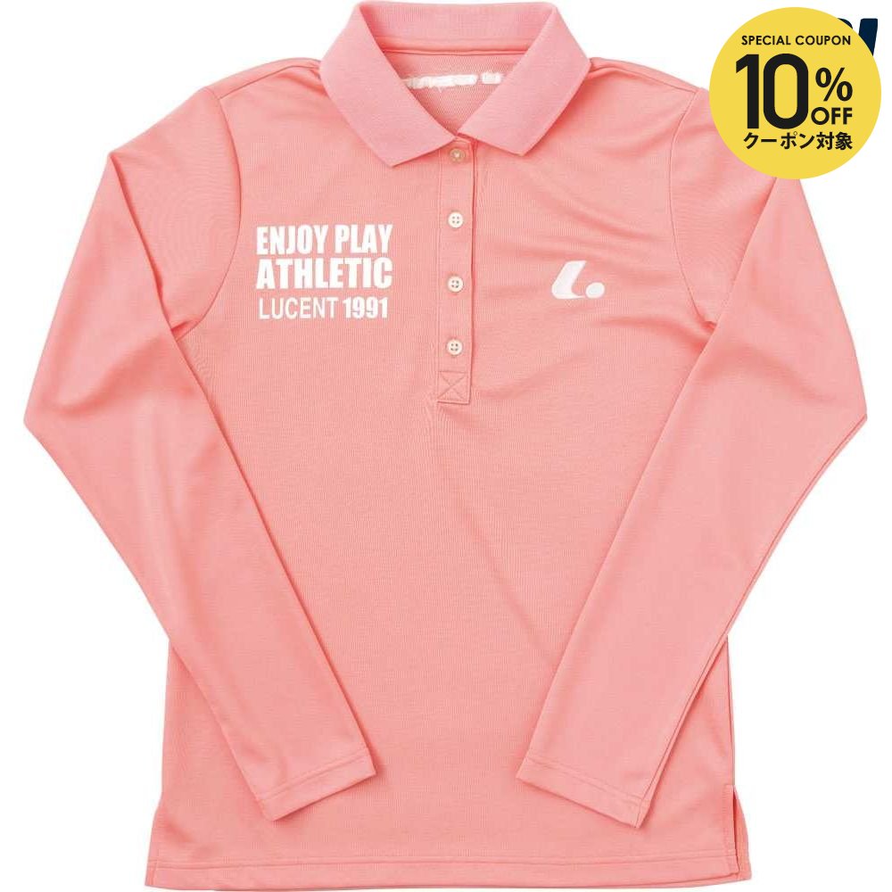 Polo Shirt - 【10％OFFクーポン対象】ルーセント LUCENT テニスウェア レディース 長袖ポロシャツ サーモンピンク XLP4923 「SSウェア」