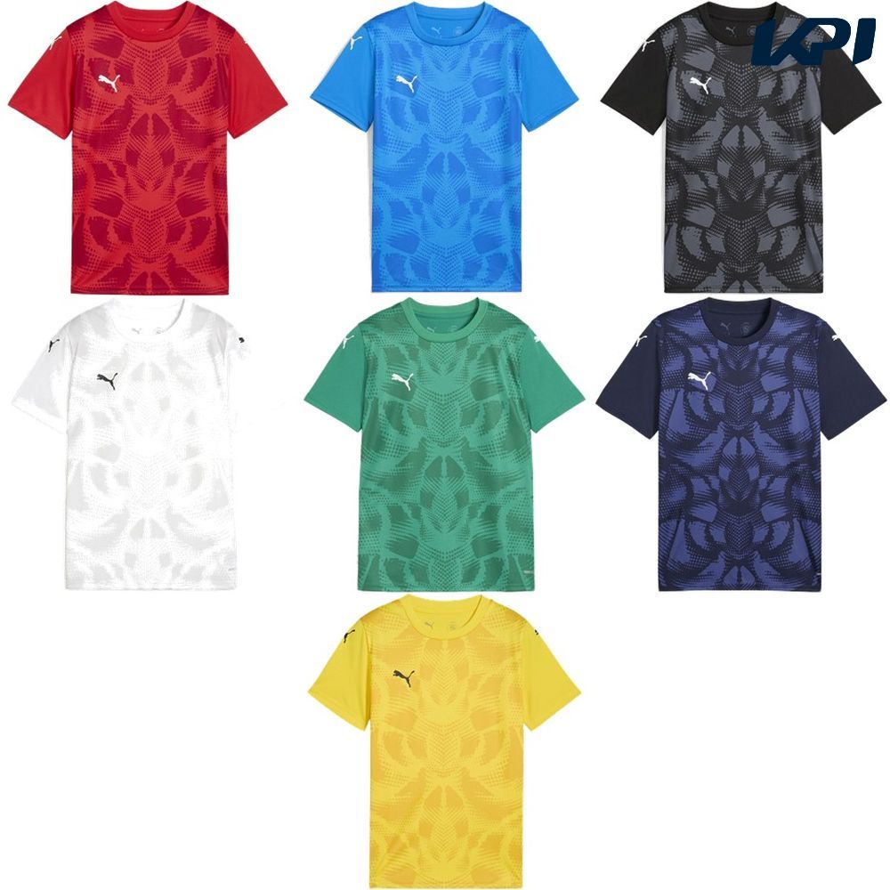 -1 EL-RO-PUMA-WH(02) PUMA-BK-PUMA-WH(03) PUMA-WH-PUMA-BK(04) -5 -6 -7 メーカー希望小売価格はメーカーカタログに基づいて掲載しています。 ダイナミックなオールオーバーグラフィックが特徴のPUMAフットボールジャージです。dryCELLテクノロジー、クルーネック構造、アイコニックなPUMAキャットロゴを採用し、機能性とデザイン性、両方を兼ね備えました。 商品説明 素材・材質：本体/ポリエステル100%、衿/ポリエステル100%原産国：ベトナム特徴：・dryCELL/吸水速乾の高機能素材により、運動中の衣服内はドライで快適。・RE/FIBREプログラムの一環として、このウェアは繊維廃棄物やその他の使用済み素材からリサイクルされた素材を95%以上使用しています。：詳細:レギュラーフィット、レギュラー丈、クルーネック、半袖、ミディアムライズ、右胸と両袖にPUMAキャットロゴ、PUMAユース/8〜16歳の年長児におすすめ プーマ PUMA サッカー ウェア サッカーウェア TEAMULTIMATE グラフィック SSシャツ JR 2020SS