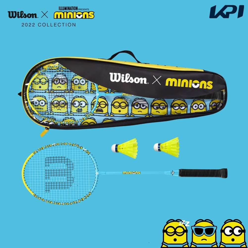 【全品10％OFFクーポン▼〜6/5】「あす楽対応」「ガット張り上げ済み」ウイルソン Wilson ミニオンズ バドミントンラケット 2本・シャトル2個・ケースセット MINIONS 2.0 バドミントンセット WR105610F2 『即日出荷』のサムネイル