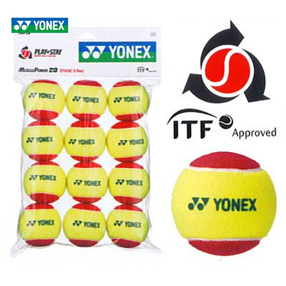 【全品10％OFFクーポン 】YONEX ヨネックス マッスルパワーボール20 STAGE3 RED TMP20 12個入り キッズ/ジュニア用テニスボール