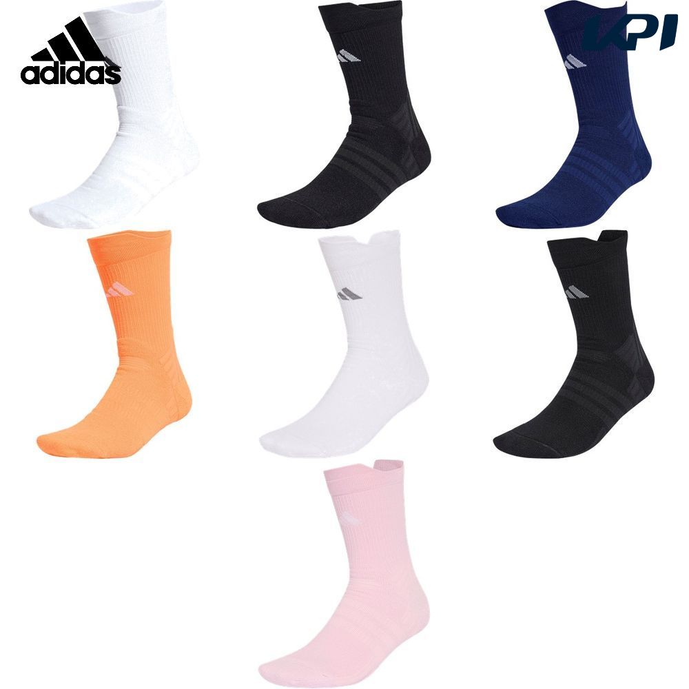 ホワイト-ブラック(KA0075) ブラック-WHT(KE8875) Dブルー-WHT(KS2763) Lオレンジ-WHT(KS7847) ホワイト-GRY(IA7542) ブラック-GRY(KR3701) Dピンク-WHT(KX6834) メーカー希望小売価格はメーカーカタログに基づいて掲載しています。 アディダス バドミントン クルーソックス クッション 1足組で、クラシックなアディダススタイルでコートに繰り出そう。ビンテージのスリーストライプスデザインにインスパイアされたこのソックスは、タイムレスなスポーティーなルックスと集中したパフォーマンスをサポートする履き心地を組み合わせたアイテム。ソフトで伸縮性のある素材と優れたクッション性が、プレイ中も快適でサポート力のある履き心地をもたらし、素早いダッシュや横方向への動きから発生する衝撃を吸収する。吸汗速乾性のあるクライマクールテクノロジーが爽やかな履き心地を保ち、エンジニアードされたフレックスゾーンが厚みを抑え、足回りの自然な動きを可能にする。バドミントンをはじめとするコートスポーツ向けにデザインされたこのソックスは、快適さ、集中できる履き心地、クラシックなアディダスのパフォーマンススタイルをバランスよく実現。白熱した試合や普段のトレーニングセッションで活躍してくれる一足。 商品説明 素材・材質：ポリエステル62%、ナイロン35%、ポリウレタン3%原産国：トルコ仕様：優れたフィット感、クライマクールテクノロジー、フレックスゾーン/素材の厚みを抑えたエンジニアードチャネルが動きの中でのかさばりを軽減、1足組、吸湿性に優れた素材 アディダス adidas バドミントン アクセサリー バドミントンアクセサリー バドミントン クルーソックス クッション付キ1足組 2026新製品