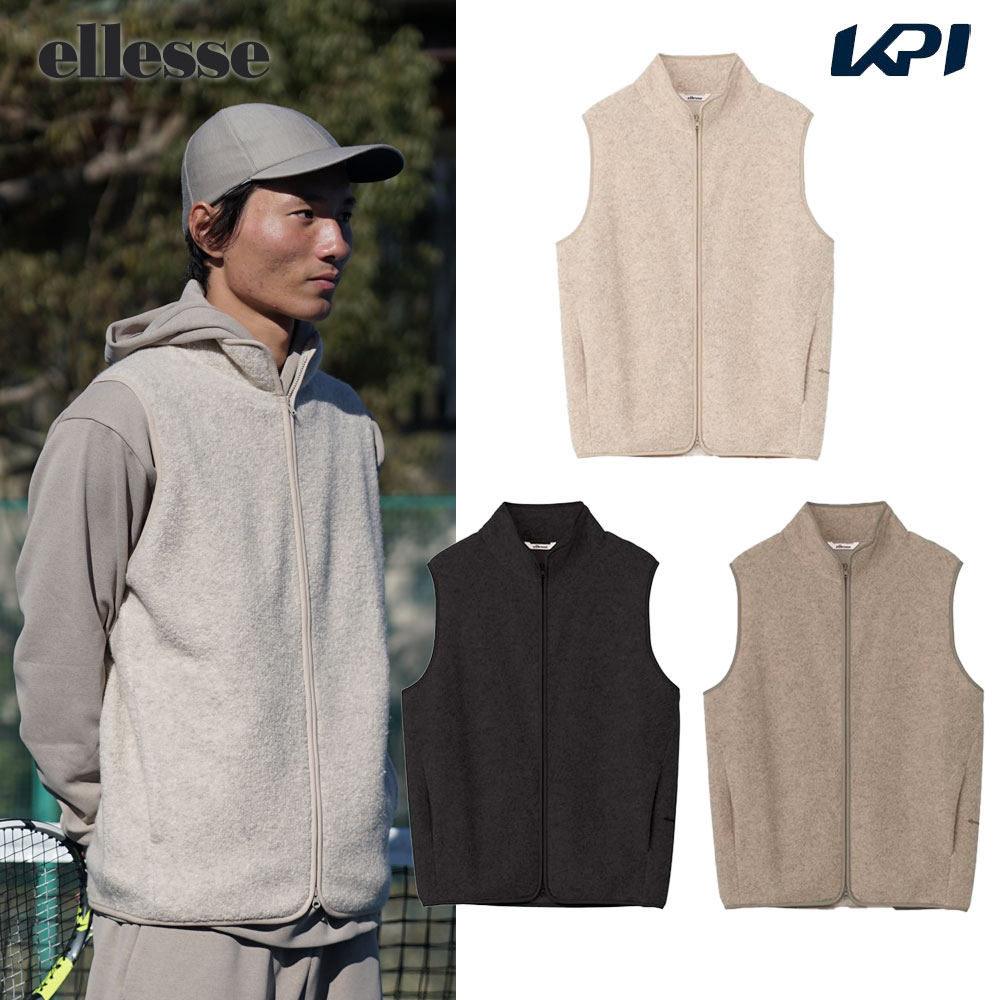 エレッセ Ellesse テニスウェア メンズ ウールパイルフルジップベスト EM823361 2023FW