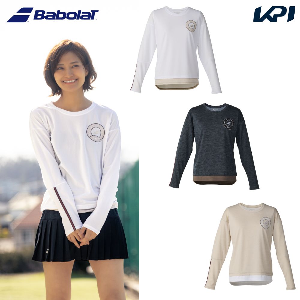 WH00(101) BG00(137) BK00(105) メーカー希望小売価格はメーカーカタログに基づいて掲載しています。 アップリケ & ボーダーが特徴的なルーズフィットシルエットロングスリーブシャツ。 汗染み対策素材採用。 商品説明 素材：MELANGE TECH KNIT：MADE IN CHINA：吸水速乾・UV・汗染み対策：LOOSE FIT バボラ Babolat テニス ウェア テニスウェア PLAY LONG SLEEVE SHIRT ロングスリーブシャツ 2026FW 2026新製品 　サイズ表はこちら