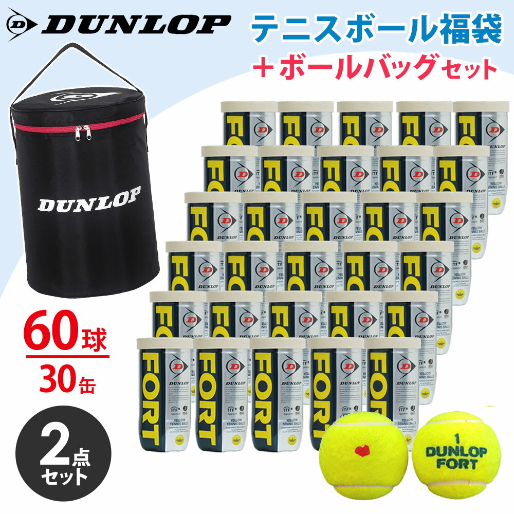 「KPIオリジナルモデル」DUNLOP（ダンロップ）「FORT（フォート）[2個入]1箱（30缶/60球）+ボールバッグ DAC-2002 2点セット『即日出荷』