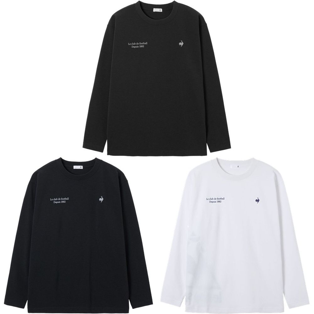 ブラック(BK00) ネイビー(NV00) ホワイト(WH00) メーカー希望小売価格はメーカーカタログに基づいて掲載しています。 背面に大きくクラシックロゴをプリントした長袖Tシャツ。特殊構造で綿のような風合いを表現したポリエステルニットを採用。独特の柔らかいタッチで快適な着心地。シルエット/やや大きめ。 商品説明 素材・材質：本体/ポリエステル65%・複合繊維(ポリエステル)35%、衿/ポリエステル100%機能：吸汗速乾、UV CUT(UPF30)原産国：中国 ルコック le coq sportif カジュアル ウェア カジュアルウェア コットンライクポリエステルビッグロゴ長袖Tシャツ 2025FW 　サイズ表はこちら