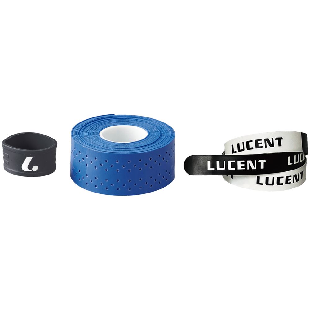 ウェルネスをサポートするWellMeのルーセント LUCENT テニスアクセサリー ユニセックス グリップテープ3本入(ラバーバンド付) ブルー XLE5247｜アングル2