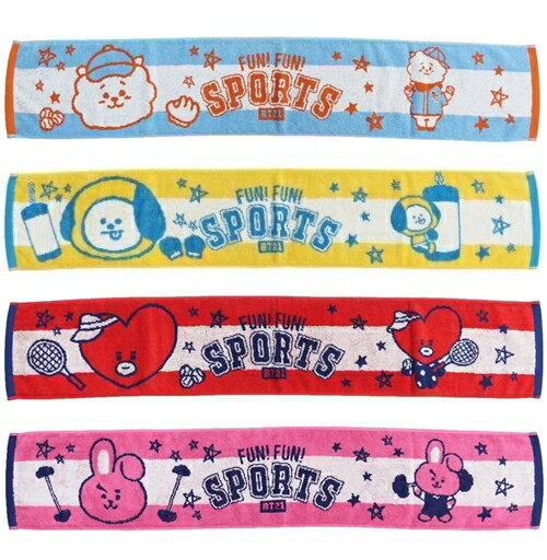 BT21 フェイスタオル / スポーツタオル ジャガードタイプ 4種選択別 BT21 大人気 公式商品 BT21 フェイスタオル / スポーツタオル ジャガードタイプ BT21 マフラータオル/フェイスタオルサイズ：約1100x200mm素材：コットンジャガードタイプとはすでに染色してある2色の糸を使って織り方でデザインを表現したタオルのこと。送料手数料込のお値段となります。御理解の程宜しくお願い致します。 3