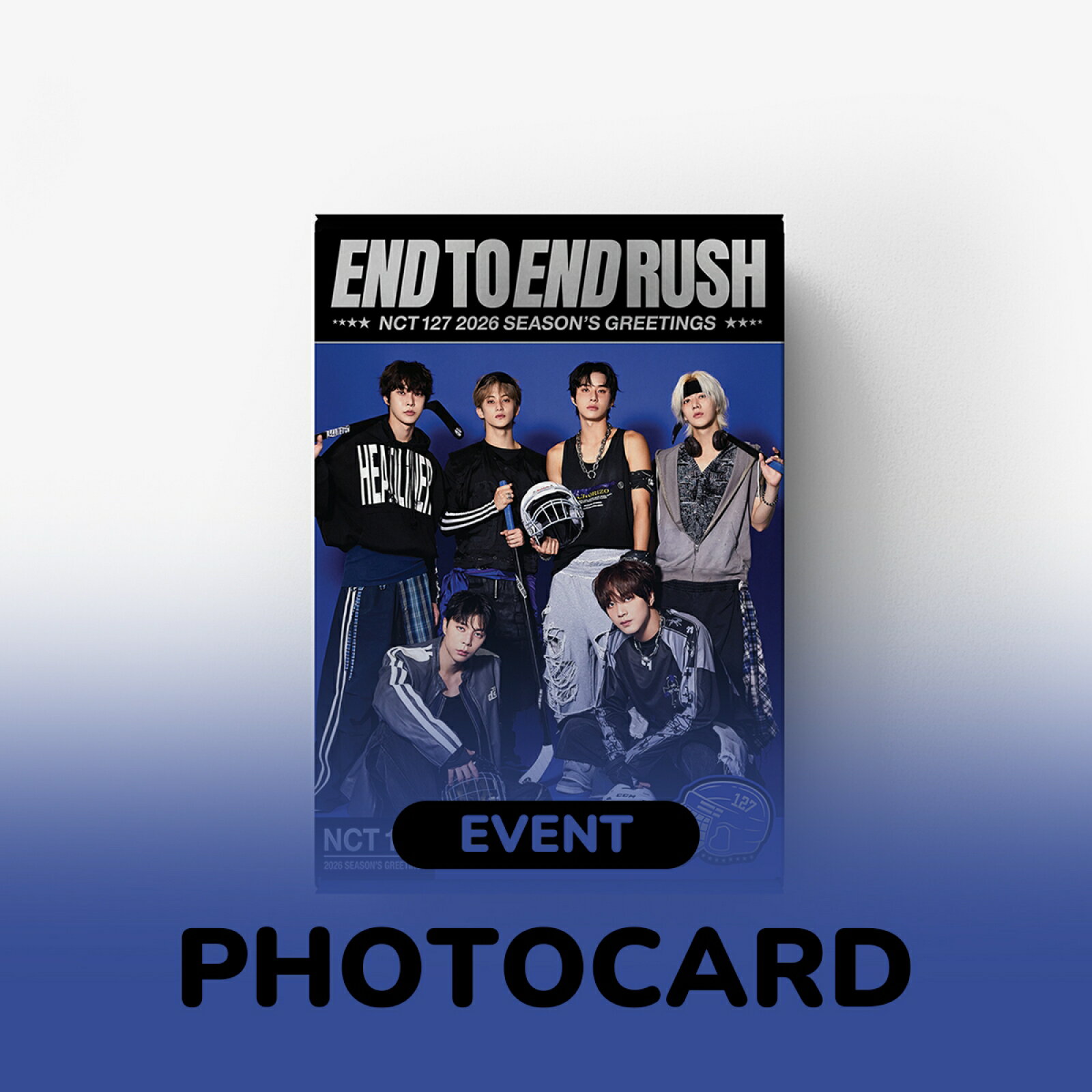 NCT127 - 2026 SEASON’S GREETINGS END TO END RUSH/ シーグリ 2026 SEASON'S GREETINGS ■発売日：2025年12月22日■構成：-デスクカレンダー：14P-ソフトカバーダイアリー：120P-折り畳みポスターセット：2pcs-A4ポスターセット：12pcs-パンフレット：14P-ポストカードセット：6pcs-フォトカードセット：12pcs-ジェルペン：1pc-ポラロイドフォトカード：6種中1種ランダム[スペシャルアイテム]-END TO END RUSH Rally Towel Set (PVCポーチ,ラリータオル,チケット,コースター)初回限定WITHMUU特典フォトカード付き(こちらは6枚1セットです。)[佐川急便の場合]※沖縄、北海道、離島の方は別途追加送料を頂戴いたします。(サンクスメールにてご連絡いたします。)予め御了承くださいませ。※輸入品のため外箱に汚れ・擦れ・多少の破れなどがある場合がございます。上記での返品、交換は承れませんのでご了承くださいませ。※仕様・内容は予告なく変更される場合がございます。 5