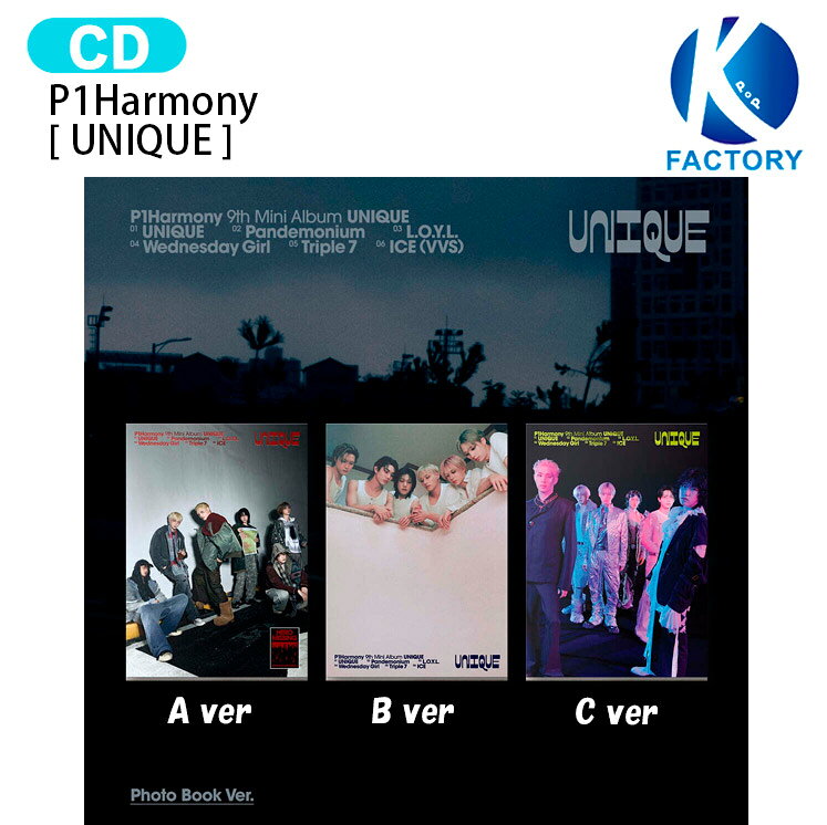 P1Harmony Photobook ver. [ UNIQUE ] 3種選択 9th Mini Album / ピーワンハーモニー ピワン アルバム / 韓...