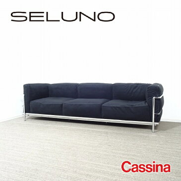 【中古】【展示超美品】Cassina(カッシーナ) LC3 3P SOFA / 3人掛けソファ / フェザーパッディング /アルカンターラブラック生地黒革パイピング仕様