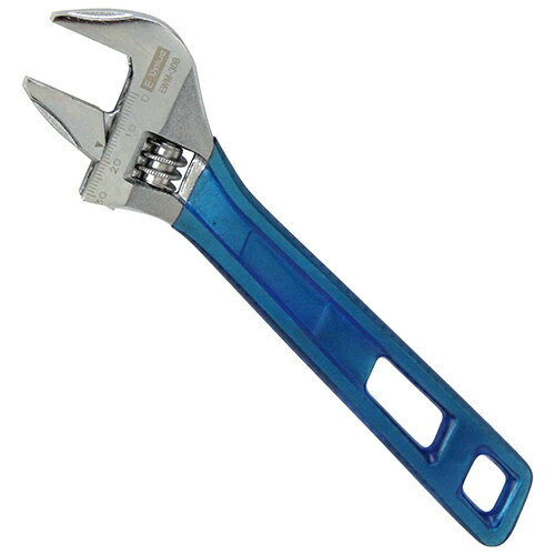 　 　　　軽量でワイドな口開きのモンキレンチです。 【用途】ボルト・ナットの締め付け、緩め作業。 【機能】軽量ボディで作業中の負担を軽減します。 ●最大口幅:30mm。 ●全長:200mm。 　　　 　　