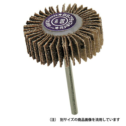【用途】表面・内面・曲面研磨、サビ・塗装はがし、木工研磨等。【機能】サンドペーパーのしなりを活かした軸付研磨ホイルの定番です。サンドペーパーの研磨力と適度な弾性で対象物を滑らかに磨きます。【仕様】●サイズ：直径30mm×幅10mm×軸径3mm。●粒度：60。●最高使用回転数：20000rpm。●適用工具：ディスクグラインダー・ストレートグラインダー。