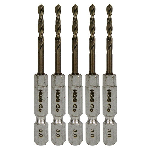 ブレが小さい、コバルトハイス鋼MCE刃先で従来比3倍の高速切断が可能な微短ステンレスドリルです。■用途ステンレス、鉄の穴あけ。■機能コバルトハイス鋼(Co-HSS)を使用し、高温時の耐摩耗性が高く、ステンレス鋼の切削に最適です。鉄への切削にも寿命抜群です。六角軸なのでインパクトドライバーなどのチャックに直接セットできます。MCE(マルチカッティングエッジ)刃先により切れ味抜群、食い付きと早切れ性能は従来比の3倍です。お得な5本組です。●サイズ:3.0mm。●標準穴あけ可能厚:(ステンレス)1.0mm・(鉄)2.0mm。●軸:六角軸6.35mm。●使用電動工具:充電式インパクトドライバー・ドリルドライバー・電気ドリル。●加工材料:ステンレス・鉄。●5本組。