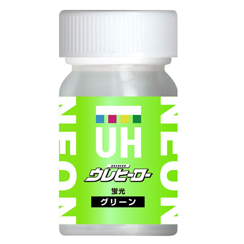 ■用途PVC、TPE、PC、ABS、EVA、アクリル、ウレタン、ナイロン、の塗装。■機能伸縮柔軟性に特化した一液タイプの特殊塗料で、最大伸縮率約300%と伸ばしたり曲げたりしても割れず多素材に対しても下塗り無しで密着します。塗膜表面がツルツルしており水も弾く撥水性と落下衝撃吸収性を持ち、素材を保護する役目をもちます。伸縮柔軟性に特化した一液タイプの特殊塗料で、最大伸縮率約300%と伸ばしたり曲げたりしても割れず多素材に対しても下塗り無しで密着します。ホビー・コスプレ造形に最適な伸縮柔軟性に特化した一液タイプの特殊塗料で、基本原色カラーの1つで光沢があります。■仕様・スペック●容量：15ml。●胴径29×高56mm。■材質●容器：ガラス。●蓋：PP。■注意事項使用前によく攪拌し沈殿の無いようお願いします。メタリックやメッキタイプ、ツヤ消しについては成分がより沈殿しやすいため場合によっては棒などで底からしっかりと攪拌するようにお願いします。メッキシルバーとメッキゴールドは希釈済みのエアブラシ推奨品です。筆などでも塗装できますが、メッキ感の見た目は損なわれる可能性があります。原色カラーは筆、ローラー、刷毛、エアブラシ各種対応しております。希釈の場合は、ウレヒーロー専用うすめ液を必ずご使用ください。素材の表面に汚れや油等不純物があると密着阻害を発生する可能性があります。ウレヒーローは薄膜仕様なため、分厚く塗装し過ぎると乾燥不具合を発生する可能性があります。ウレヒーローおよび専用うすめ液は有機溶剤が含まれるため素材や旧塗膜を侵す可能性があります。目立たない箇所でテストの上ご使用ください。夏場は乾燥に30分〜1時間かかります。冬場は乾燥に1日かかる場合があります。乾燥前に触ると密着阻害を発生する恐れがあります。吸い込んだり、目に入れたりしないよう、手袋、ゴーグル、マスクを着用ください。換気をしっかりしてご利用ください。火気の無い場所でご利用ください。お子様の手の届かない所に保存し、保管時は蓋をして高温多湿、直射日光を避けてください。