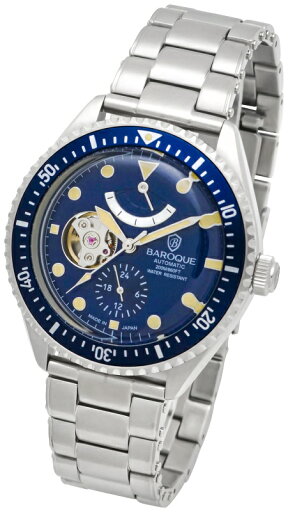 BAROQUE バロック 日本製自動巻 ブルー ブレス パワーリザーブ付き BA3006S-03M【日本製】おまけ付 BAROQUE バロック 日本製自動巻 ブルー ブレス パワーリザーブ付き BA3006S-03M【日本製】おまけ付