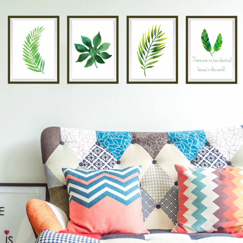 ウォールステッカー トリックアート 観葉植物 額縁 葉 ナチュラル [額に飾られた葉 4枚セット] だまし絵 北欧 大人かわいい wall sticker トイレ リビング 貼ってはがせる グリーン 壁紙シール インテリアシール 宅C