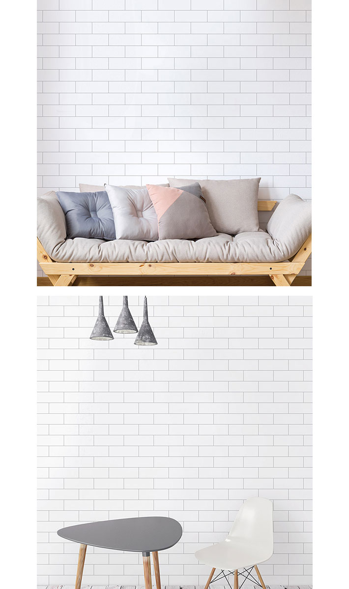 壁紙 白 【 サブウェイタイル柄の貼ってはがせる壁紙シール 】 【 お試し壁紙サンプル 】 のり付き 壁用 リメイクシート 北欧 おしゃれ かわいい アクセントクロス サブウェイタイル DIY リフォーム 輸入壁紙 シンプル ホワイトレンガ y3