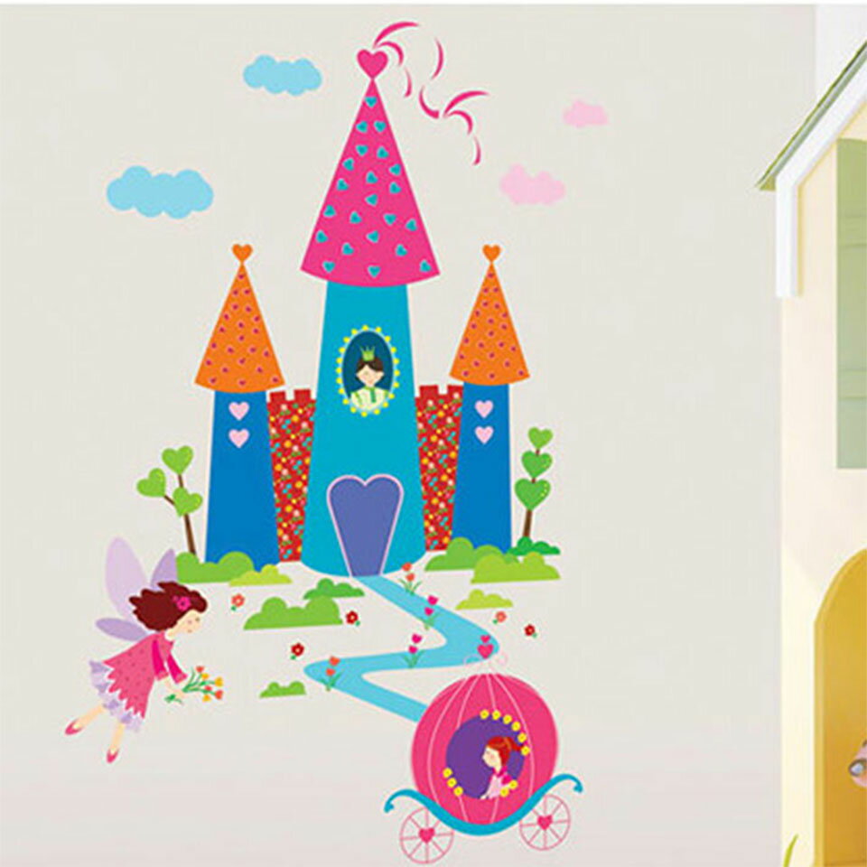 ウォールステッカー かわいい 北欧 お城 プリンセス ハート 馬車 キャッスル 子供部屋 リビング インテリア シール のり付き おしゃれ 壁紙シール ウォールステッカー かわいい 北欧 リメイクシート 宅C
