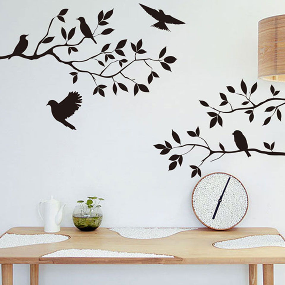 ウォールステッカー 両面印刷 枝 鳥 モノトーン 北欧 大人かわいい モダン かわいい wall sticker トイレ リビング 貼ってはがせる デコレーションシール 壁紙シール インテリアシール