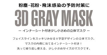 【メール便送料無料】 マスク 小さめ 洗える グレー 布マスク 大人 抗菌 メンズ レディース 男女兼用 耳が痛くならない 粉塵 花粉 ウイルス飛沫 風邪 ウイルス対策マスク 洗えるマスク 立体形状 3D フェイスマスク y1