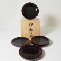 朱溜塗 銘々皿 00015枚組皿 漆器 天然木 漆会席 菓子皿 食器【中古】 古美術 骨董 アンティークJAPAN antique vintage tableware japanese lacquerware japanese confectionery plate