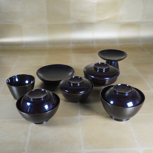 漆器 7種類 2人前 0002伝統的工芸品 漆器 天然木 漆会席料理 精進料理 宝石箱 懐石料理【中古】 古美術..