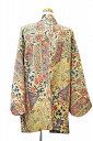 商品説明 / Description of item■ This haori has a fan pattern added to the overall chintz pattern. The composition, which incorporates ancient Japanese patterns into an exotic atmosphere, shows the ingenuity of the craftsman. Of course you can wear it with Japanese clothing, but you can also add it to Western clothing without looking out of place. 　 →　Click here for other haori. 全体の更紗文様の中に扇子文様を加えた羽織です。 異国情緒あふれる中に日本古来の文様を取り入れた構図には職人の工夫が感じられます。 和装に着用するのはもちろんですが、洋装に加えてみても違和感なく着こなせます。 　 　 →　その他の羽織はこちらから サイズ / Size ・着丈(後方襟付根～裾先)　約72.0cm / Length (back collar base-hem) about28.3in ・肩幅(両肩横直線)　約cm / Shoulder width (both shoulders horizontal line) about in ・裄(肩頂点～袖先)　約63.0cm / Sleeve length (shoulder apex-sleeve end) about 24.8in ・袖丈　約45.0cm / Sleeve Tip Width about 17.7in ※多少の誤差はご了承下さい / Please acknowledge some errors. material / 素材synthetic fibers / 化繊 condition / 　　　　　状態 There are small stains on the back. / 裏に小さなシミがございます。 Please see the diagram in the photo. / 写真の図をご覧ください。 Country of origin / 原産国Japan important points / 注意事項Due to the characteristics of the material, some shrinkage and twisting may occur due to washing and cleaning. We take the utmost care in photographing the products, but depending on the monitor environment at the time of viewing, the colors may appear slightly different from the actual products.素材の特性上、洗濯やクリーニングにより多少の縮みやヨレが生じる場合がございます。 商品撮影には細心の注意を払っておりますが、ご覧の際のモニター環境により、実際の商品と多少色味が異なって見える場合がございます。 ＊当店は、買出し屋です。 実際に一軒一軒のお宅へ出向いて、 蔵や土蔵に眠っている商品を 買わせて頂いています。 その為、骨董品に関しては、 うぶもの （未だ蔵の中で世に出ていない品） を中心に取り扱っております。 昔の方々の巧みの技をそして、 それを大事に使っていた方々の心を 大切にしていただける方々へお届けしたいと思っております。 買い出し情報はこちら↓【 Haori　羽織 】 Haori is a type of short kimono.For the purpose of protection against the cold and formal wear, wear it over long clothes.Haori is said to have originated from "jinhaori," which was worn over armor on the battlefield, and has evolved to be worn by men.Since the Edo period, it has become common for men such as tradesmen to wear hakama and haori in kimono with a family crest. The black kimono with the family crest as a man's formal wear continues to the present day, such as being worn by the groom at a wedding ceremony.Men's haori is worn in addition to formal wear. Women began to wear it after the Meiji era.However, we do not match the haori with the women's formal wear.The opportunity for women to wear haori is fashionable, and they enjoy wearing haori with casual kimono. 羽織（はおり）は、丈の短い着物の一種です。防寒・礼装などの目的から、長着の上にはおって着用します。羽織は、戦場で鎧の上に羽織った「陣羽織」が由来とも言われ、もっぱら男性が着用するものとして発展しました。江戸時代以降には、町人などの男性の正装として、家紋のついた着物に袴を着けて羽織を着るという姿が一般的になりました。男性の正装としての黒色で家紋がついた着物は、結婚式で新郎が着用するなど、現代にまで続いています。男性用の羽織は正装以外にも着用します。女性は、明治期以降に着用するようになりました。ただし、女性の正装着物に羽織を合わせることはありません。女性が羽織を着る機会は、おしゃれの一環として、普段着用の羽織をカジュアル着物に合わせて楽しんでいます。