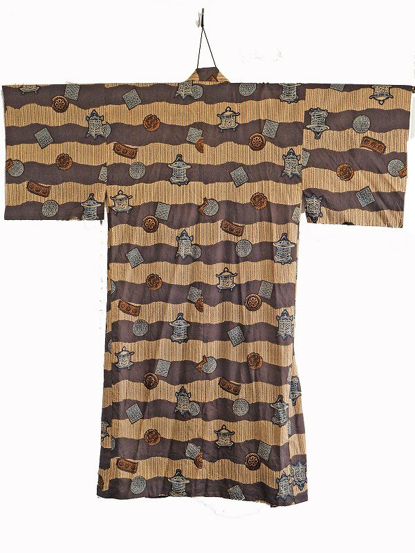 灯籠文様 男性襦袢 0015 "juban" Lantern pattern male kimono undergarment Japanese vintage kimono underwearメリンス 古布 古裂 着物 着物
