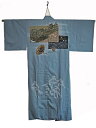 江戸城・波千鳥・旅道具文様男性襦袢 0025 "Juban" Edo Castle, Wave Chidori and Travel Tools Patterns　Japanese vintage kimono un..