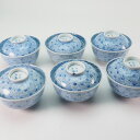 微塵文様の飯碗 蓋付き 茶碗 6個組 0327伊万里 染付 手描き 江戸時代陶磁器 食器【中古】 骨董 アンティーク 瀬戸物JAPAN japanese antique vintage tableware porcelain china rice bowl imari