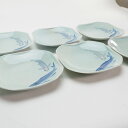 流水鯉文様 八角 平皿 変形皿 6枚組 0192明治~大正時代日本料理 食器 骨董 アンティーク 昭和レトロ【中古】JAPAN japanese antique vintageJapanese tableware Japanese porcelain china small dish valuables Japanese food